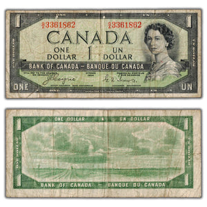 SOLD $1 1954 Bank of Canada Note Devil Face G/A Prefix BC-29a - Fine
