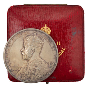 SOLD Great Britain 1911 George V 51mm Silver Coronation Medal In Original Box