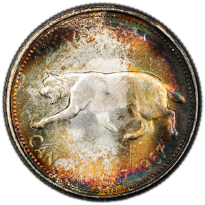 SOLD Canada 1967 25 Cents Quarter Silver Coin - Pretty Toning!