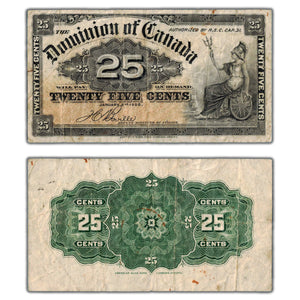 SOLD 25 Cents 1900 Dominion Of Canada Shinplaster Note Boville DC-15b - Fine (pinholes)