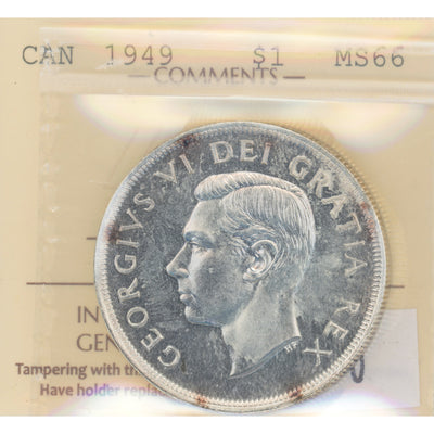 SOLD Canada 1949 $1 Silver Dollar Coin - ICCS MS-66