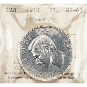 SOLD Canada 1949 $1 Silver Dollar Coin - ICCS MS-62