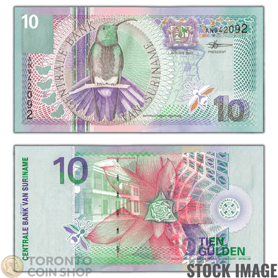 Suriname 2000 10 Gulden Note P #147 - Lightly Handled AU/UNC