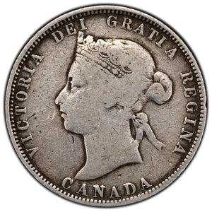 SOLD Canada 1882-H 25 Cents Quarter Silver Coin - G/VG