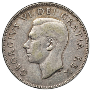 SOLD Canada 1948 50 Cents Half Dollar Silver Coin - Key Date - Fine