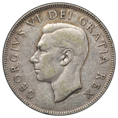 SOLD Canada 1948 50 Cents Half Dollar Silver Coin - Key Date - Fine