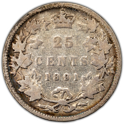 SOLD Canada 1891 25 Cents Quarter Silver Coin - G-4