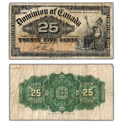 25 Cents 1900 Dominion of Canada Shinplaster Note Boville DC-15b - Fine
