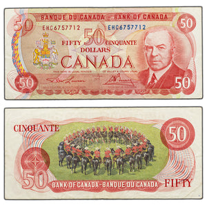 SOLD $50 1975 Bank of Canada Note Lawson-Bouey EHC Prefix BC-51a-i