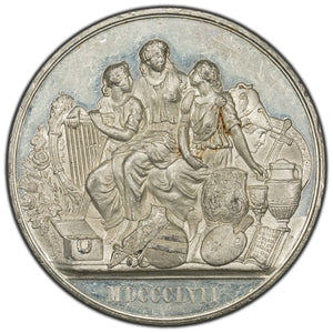 Great Britain 1857 Exhibition of Art Treasures White Metal Medal 63mm