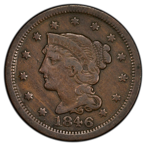 SOLD United States 1846 Small Date 1 Cent Braided Hair Penny Coin