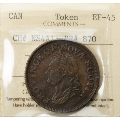 Canada Nova Scotia 1823 One Penny Token CH #NS-4A1 - ICCS EF-45