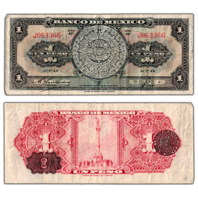 SOLD Mexico 1948 1 One Peso Note P #38d