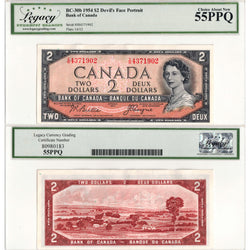 $2 1954 Bank of Canada Note Devil Face I/B Changeover Prefix BC-30b - Legacy AU-55 PPQ