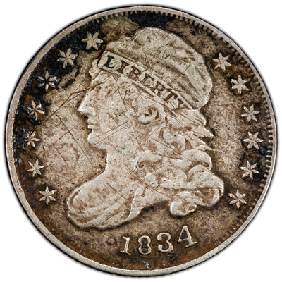 United States 1834 10 Cents Capped Bust Dime Silver Coin - Lt. Corrosion