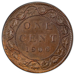 SOLD Canada 1906 1 One Large Cent Coin - Almost Uncirculated (spot)
