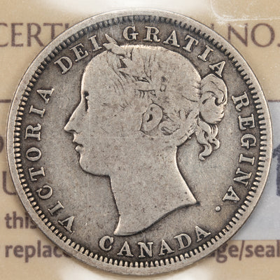 SOLD Canada 1858 Re-Engraved 5 20 Cents Silver Coin - ICCS G-6