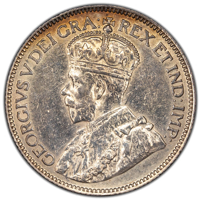 Canada 1913 25 Cents Quarter Silver Coin - Cleaned