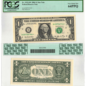 SOLD United States 2006 $1 Star Note Fr. 1932-B - PCGS Ch UNC-64 PPQ