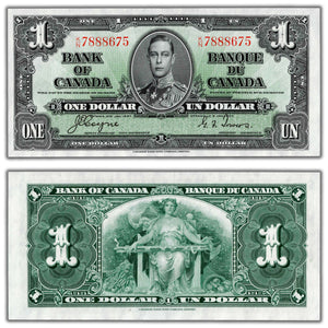 SOLD $1 1937 Bank of Canada Note Coyne-Towers K/N Prefix BC-21d - Choice UNC