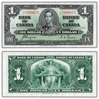 SOLD $1 1937 Bank of Canada Note Coyne-Towers K/N Prefix BC-21d - Choice UNC
