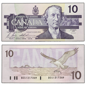 SOLD $10 1989 Bank of Canada Note Bonin-Thiessen BDS Prefix BC-57b - Ch UNC