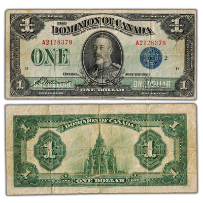 $1 1923 Dominion of Canada Note Blue Seal Series A DC-25h