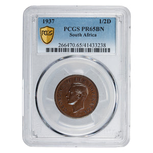 SOLD South Africa 1937 1/2 Half Penny Coin - PCGS Proof PR-65 BN