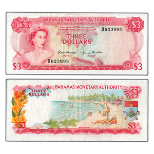SOLD Bahamas 1968 $3 Three Dollars Note P #28