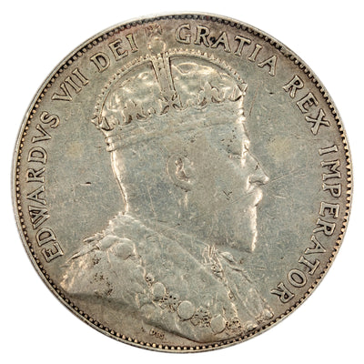 Canada 1910 Edwardian Leaves 50 Cents Half Dollar Silver Coin - ICCS VF-30