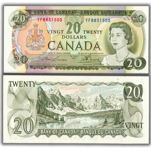 SOLD $20 1969 Bank of Canada Note Lawson-Bouey YF Prefix BC-50b - AU