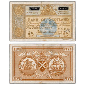 Scotland 1965 5 Five Pounds Note P #106a - Writing