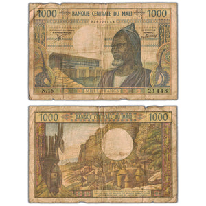 SOLD Mali ND (1970-84) 1000 Francs Note P #13b - Circulated