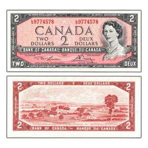 SOLD $2 1954 Bank of Canada Note Lawson-Bouey L/G Prefix BC-38d - Choice UNC