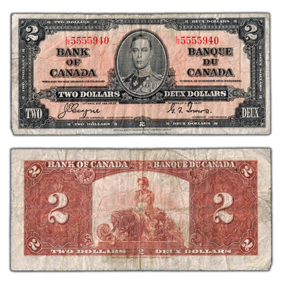 $2 1937 Bank of Canada Note Coyne-Towers L/R Prefix BC-22c - Circulated