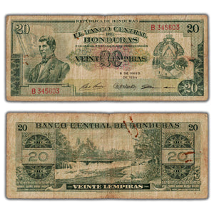 SOLD Honduras 1959 20 Twenty Lempiras Note P #53a