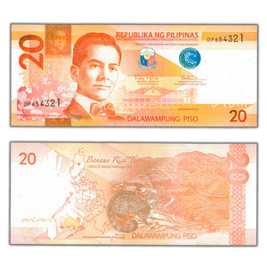 SOLD Philippines 2014 20 Piso Note P #206a - Descending Ladder Serial Number 654321