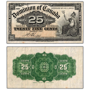 SOLD 25 Cents 1900 Dominion of Canada Shinplaster Note Boville DC-15b - VF/EF