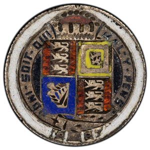 Great Britain 1887 6 Six Pence Silver Coin - Enamelled