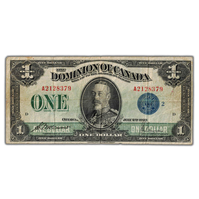 $1 1923 Dominion of Canada Note Blue Seal Series A DC-25h
