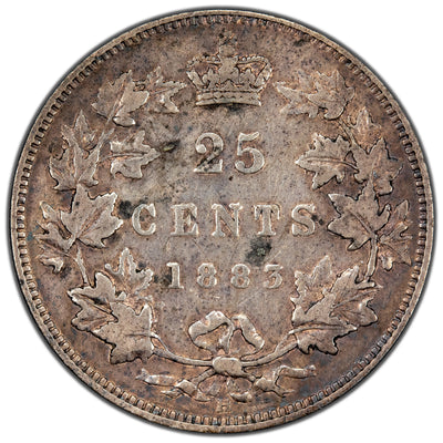 Canada 1883-H 25 Cents Quarter Silver Coin - Fine +