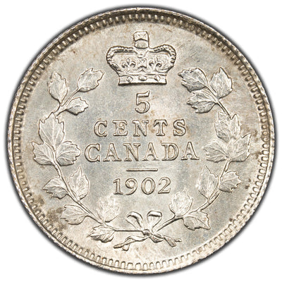 Canada 1902 5 Cents Silver Coin - MS-62