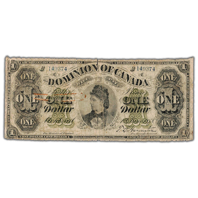 SOLD $1 1878 Dominion of Canada Note Payable Montreal Dc-8e-iii-O - Tear/Rust