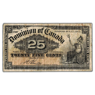 25 Cents 1900 Dominion of Canada Shinplaster Note Boville DC-15b - Fine