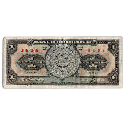 SOLD Mexico 1948 1 One Peso Note P #38d