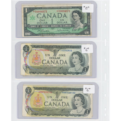 $1 1967-73 Bank of Canada Notes Replacements - Lot of 6 - Retail $55