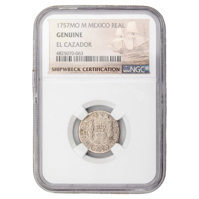SOLD Mexico 1757 Mo M 1 Real Silver Coin - NGC Genuine - El Cazador