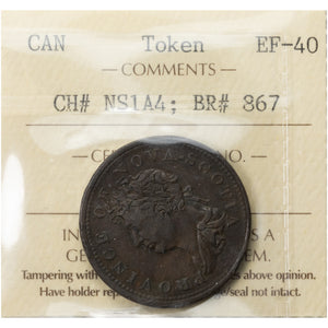 SOLD Canada Nova Scotia 1823 Halfpenny Token CH #NS-1A4 - ICCS EF-40