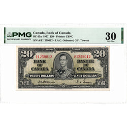 $20 1937 Bank of Canada Note Osborne Signature BC-25a - PMG VF-30