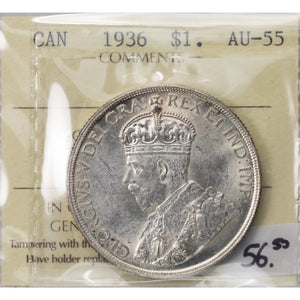 SOLD Canada 1936 $1 Silver Dollar Coin - ICCS AU-55